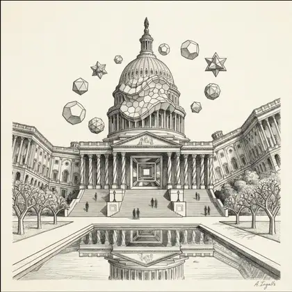 Architectural sketch of the Capitol in an alternate reality by Amy Ingalls