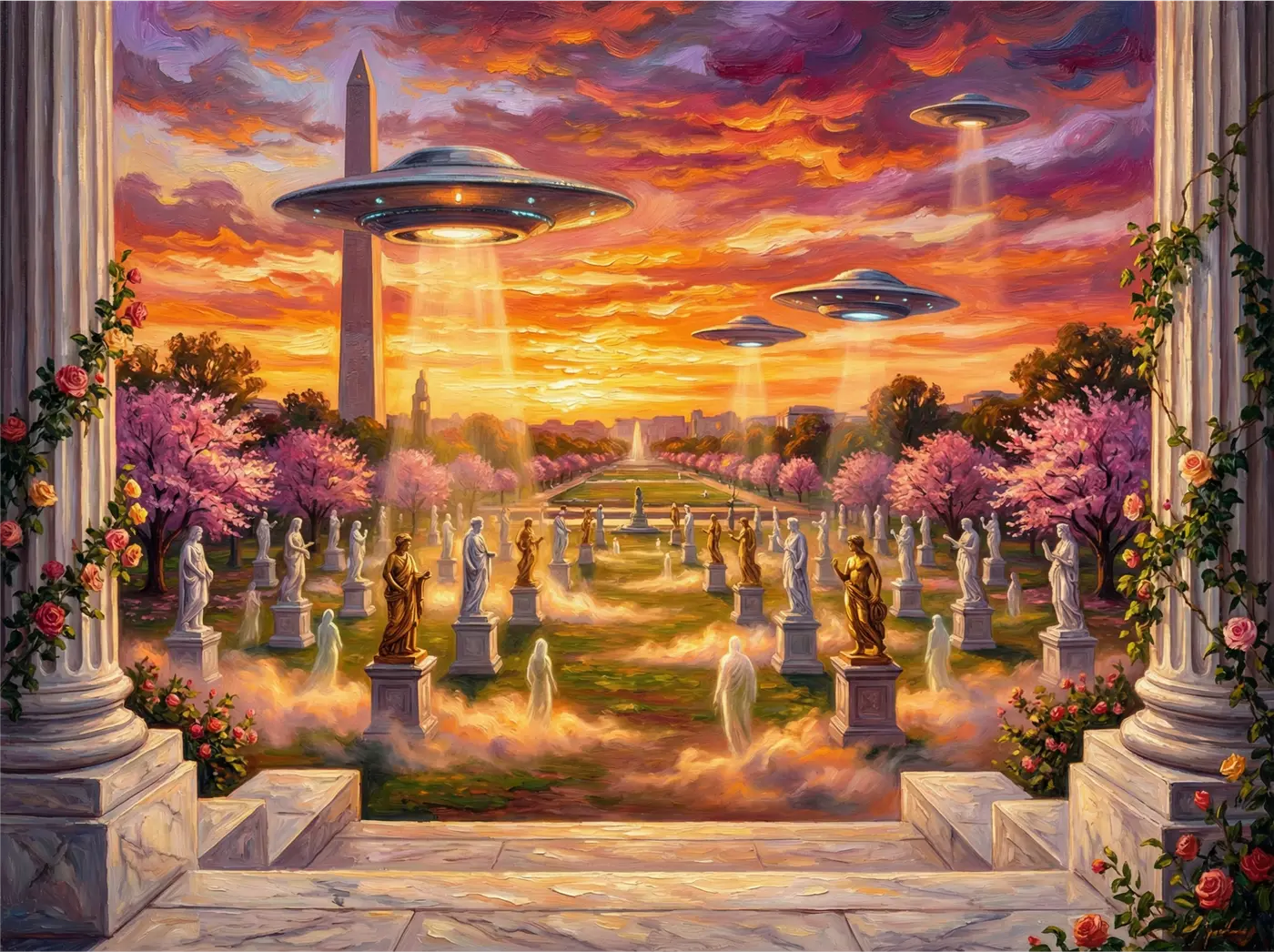 DC Sculpture Garden Sunset UFOs by Amy Ingalls